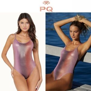PQ VIOLET HAZE SCOOP ONE PIECE SHIMMERING SWIMSUIT VIOLENT HAZE SZ S 154$